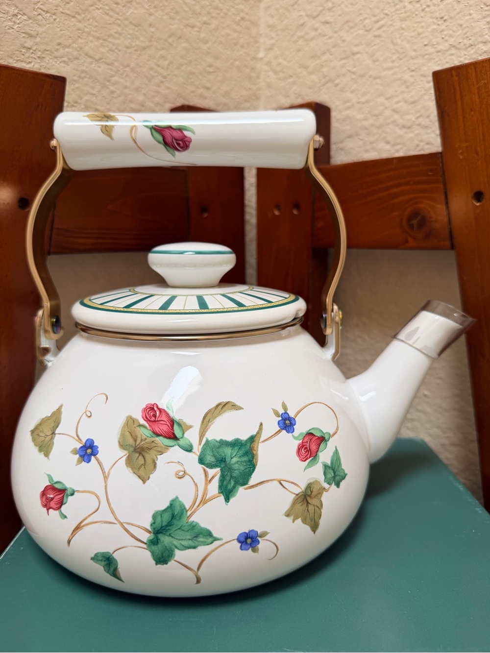 New..Lenox Casual Images "Summer Terrace" Metal Tea Kettle,